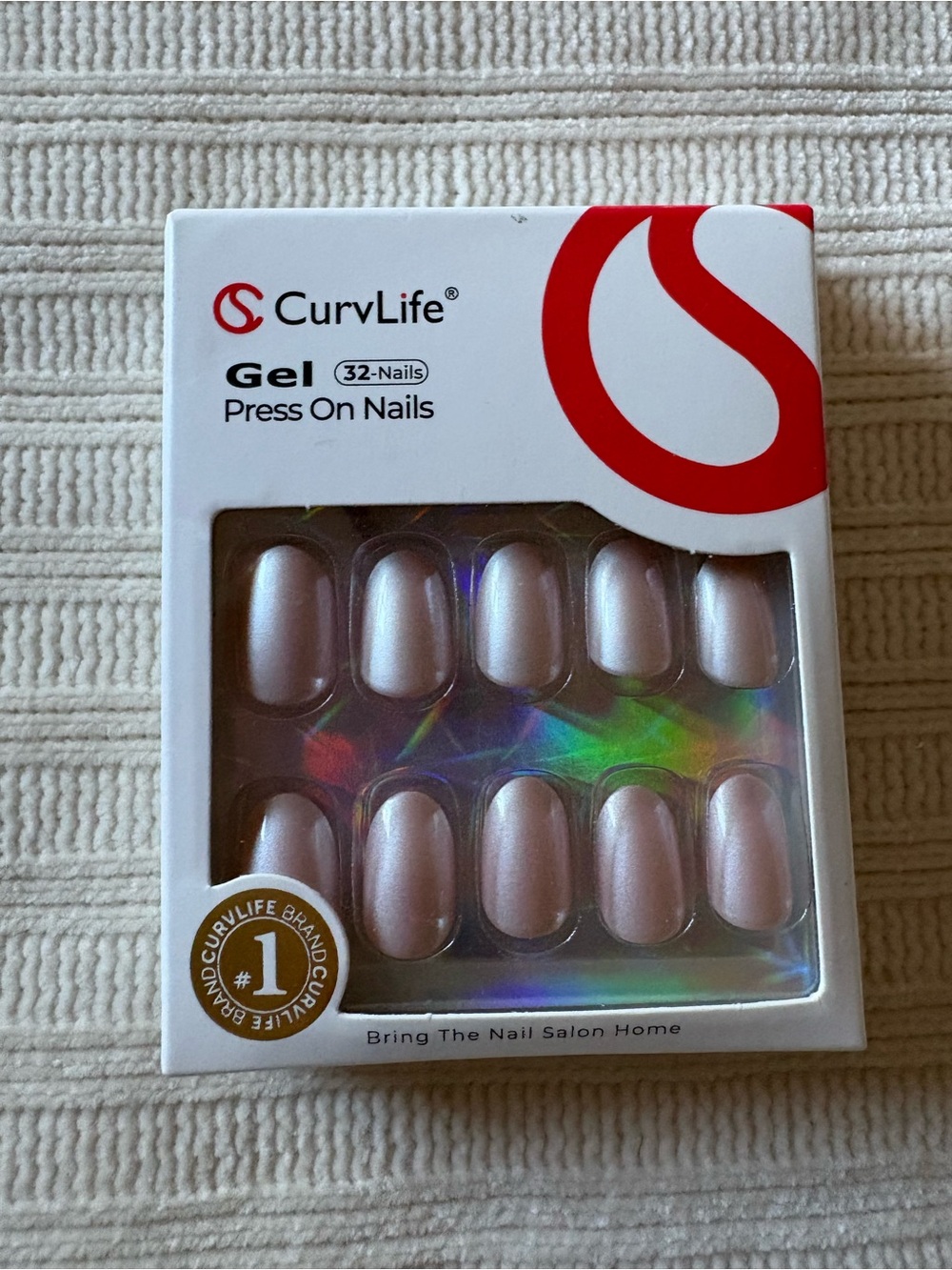 Curvlife Gel Press-On Nails - Pink Pearl Finish (32 Nails) Delicate Glow
